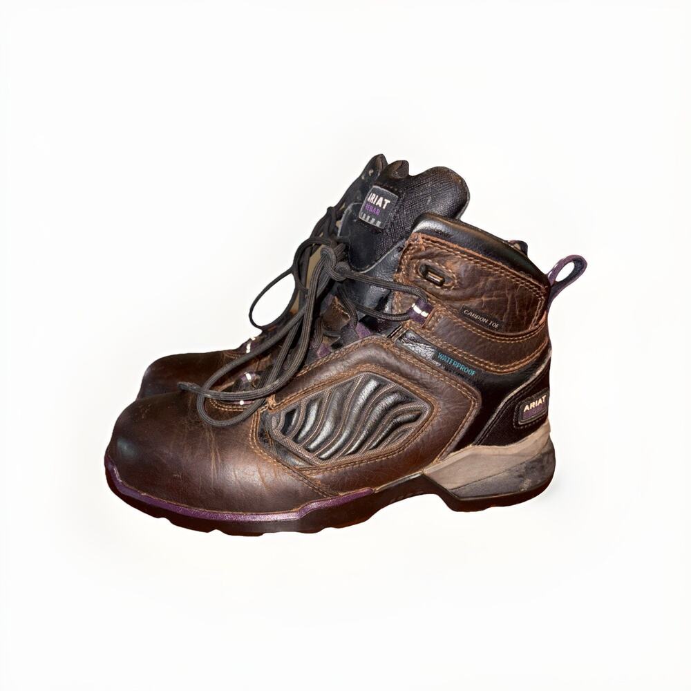 Ariat Rebar Work Carbon Toe Boots Mens 6.5 B Brown Leather Waterproof F2413-18